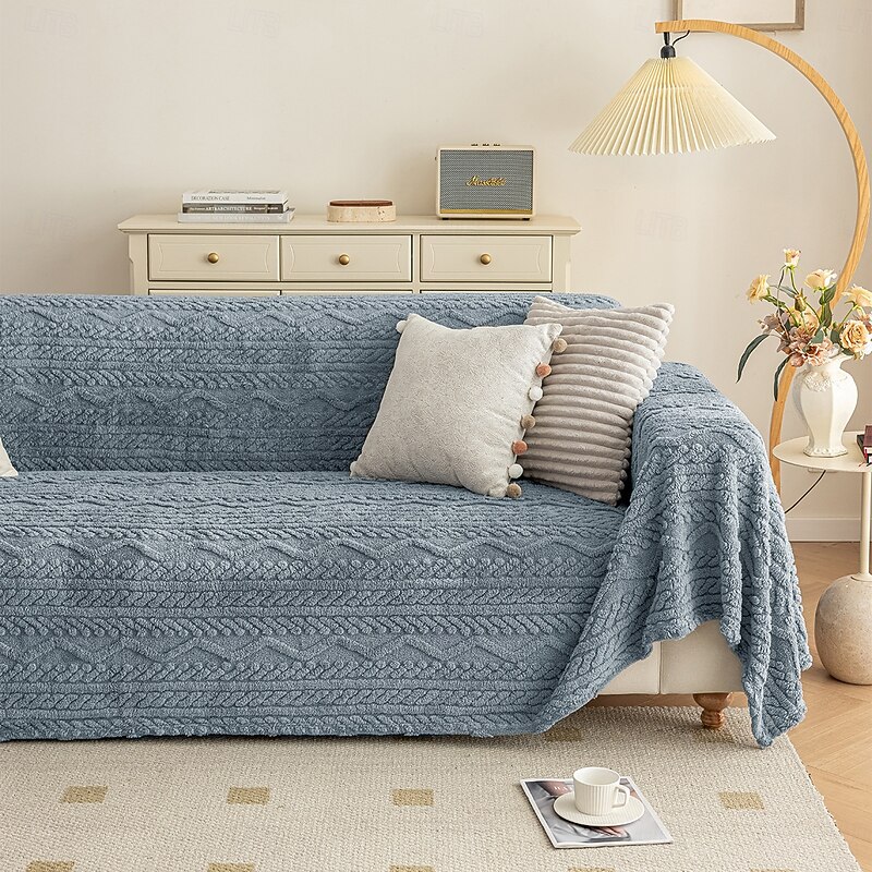 Plush Geometric Jacquard Sofa Cover Soft & Warm Shaggy Blanket Couch Cover Living Room Fuzzy Throws Blankets Sofa Slipcovers for Pets4