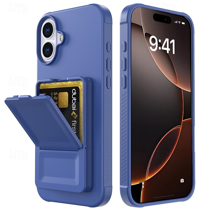 Phone Case For iPhone 16 Pro Max Plus 16e Back Cover with Stand Holder Kickstand Retro TPU PC