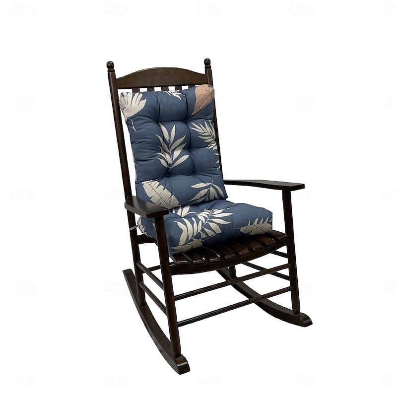 Indoor/Outdoor Rocking Chair Cushion Set, Tufted Water Resistant Chair Cushion Rocking Chair Pads Includes Seat Pad & Back Pillow with Ties, High Back Chair Cushion for Porch, Yard Garden3