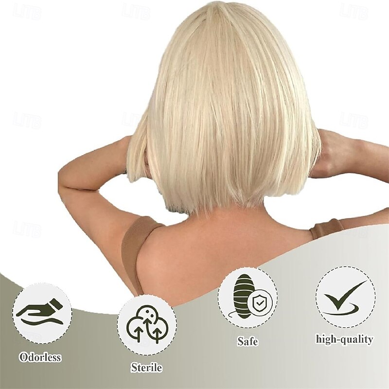 Short Blonde Bob Wig With Bangs for Women - Straight Stylish Ladies Wig for Daily and Party Use Cosplay Halloween Christmas3