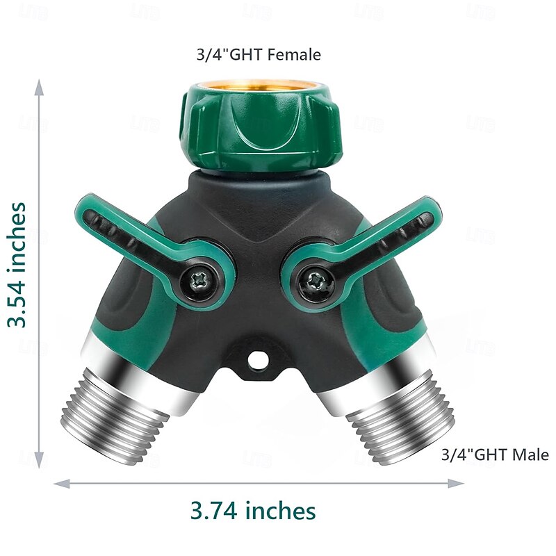 Y-Type Dual-Port Connector,One-Inlet, Two-Outlet 3/4" Water Diverting Tap for Faucet Splitter4