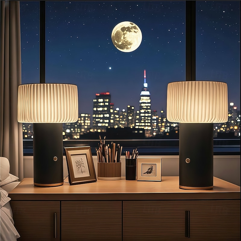 Usb Rechargeable Desk Lamp Bedside Lamp Room Night Lamp Study Lamp Mushroom Lamp Camping Restaurant Lamp  1PC