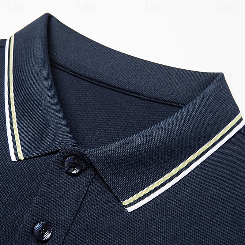 Men's Polo Work Business Lapel Short Sleeve Basic Comfortable Solid Color Color Block Buttons Summer Regular Fit Black White Dark Navy Orange Green ash-colored Polo3