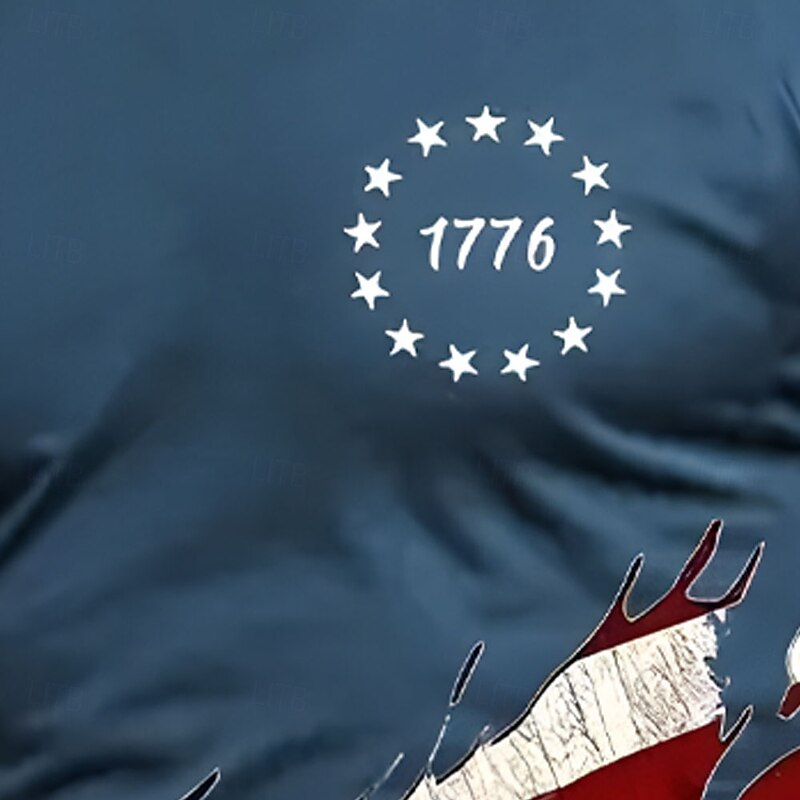 Independence Day Men's American Flag Zip Polo Short Sleeve Turndown Casual Daily Outdoor Athleisure Festival Zipper Summer Robin's Egg Blue2