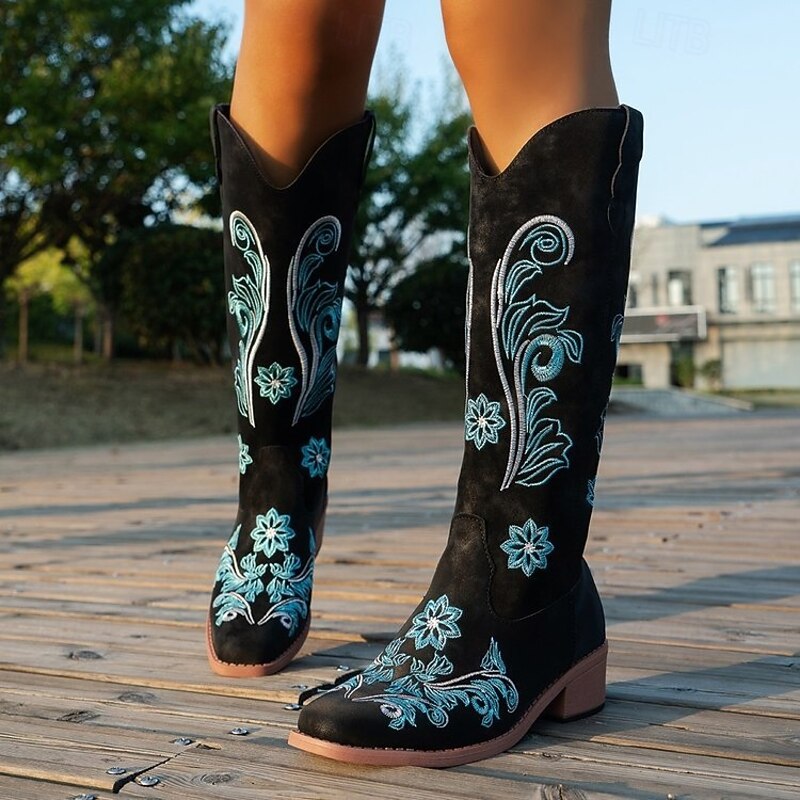 Retro Vintage 1970s Wild West Shoes Western Boot Hippie Cowgirl Cowboy Embroidery Fancy Dress Women's Halloween Carnival Party Casual Music Festival Adults' Shoes2