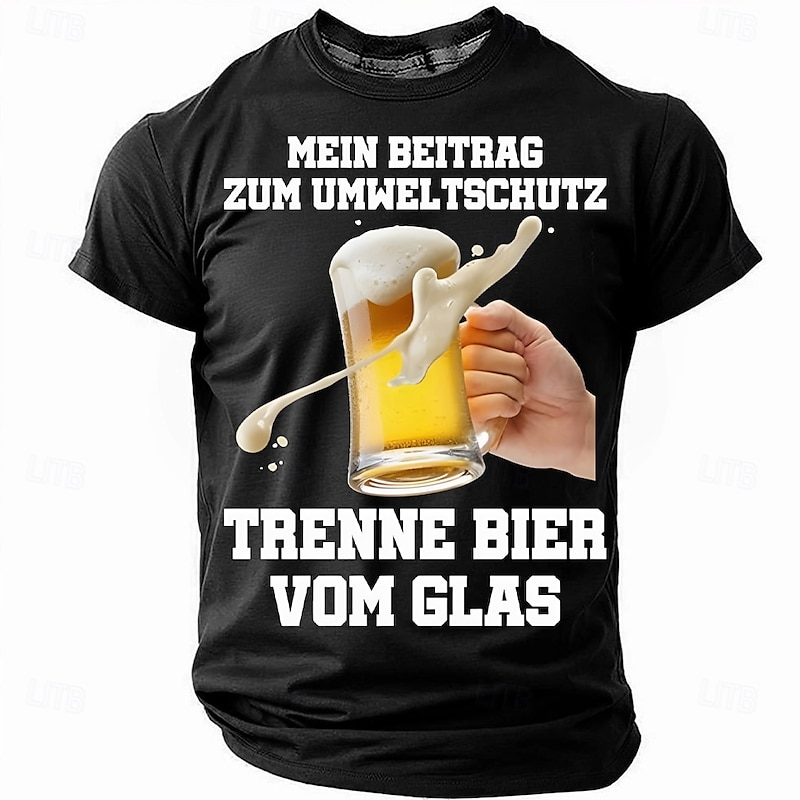 Men's Beer German T Shirt Short Sleeve T shirt 3D Print Crew Neck Shirt Fashion Daily Basic Street Casual Daily Black Red Blue Summer Spring All Seasons Clothing Apparel S M L XL XXL XXXL