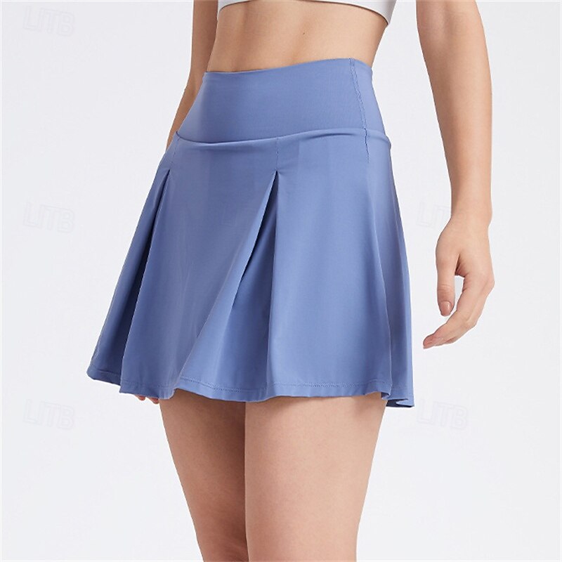 Women's Solid Colored Tennis Skirts Tennis Skirts with Shorts High Elasticity Moisture Wicking Tennis Golf Pickleball Black White Blue Tennis Clothing2