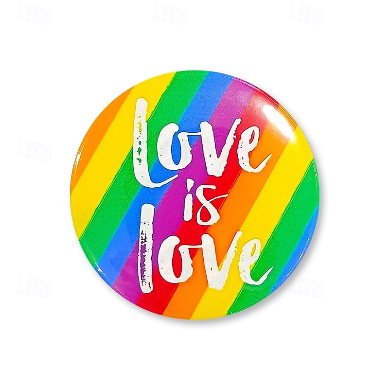 5pcs Pride Rainbow Badges, LGBTQ Gay Love is Love Pins, Colorful Tinplate Brooches for Couples, Pride Month Decor, Party Decoration3