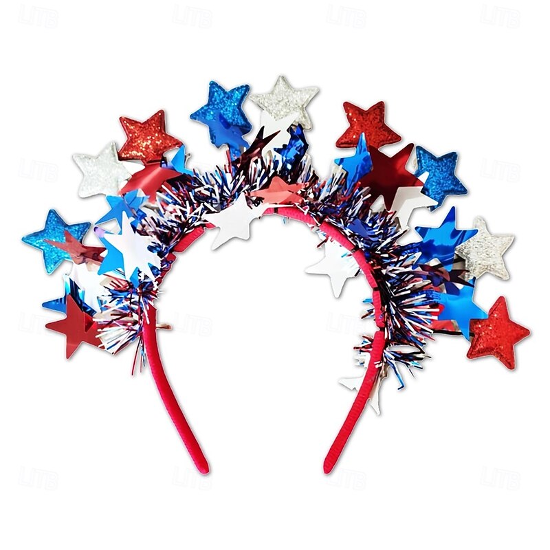 4th of July Headband Patriotic Headband Independence Day Hair Accessories Red White Blue Headbands Stars Hair Decoration for Women