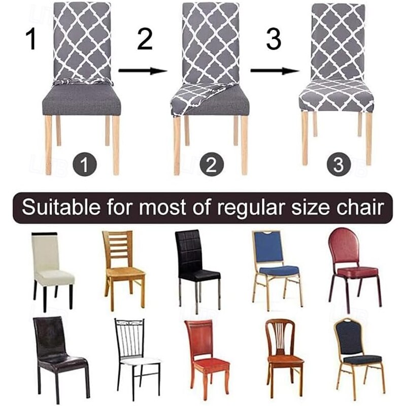 Stretch Dining Chair Cover Bar Stool Cover Counter Stool Pub Chair Slipcover for Dining Room Cafe Barstool Slipcover Removable Furniture Chair Seat Cover Jacquard Fabric with Elastic Bottom3