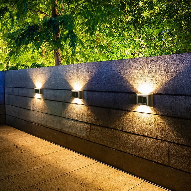 Solar Wall Lights Outdoor Stainless 6LED Waterproof Wall Lamp for Balcony Patio Courtyards Fence Lamps Nighttime Decor Easy Instal Garden Decor Solar Outdoor Wall Light