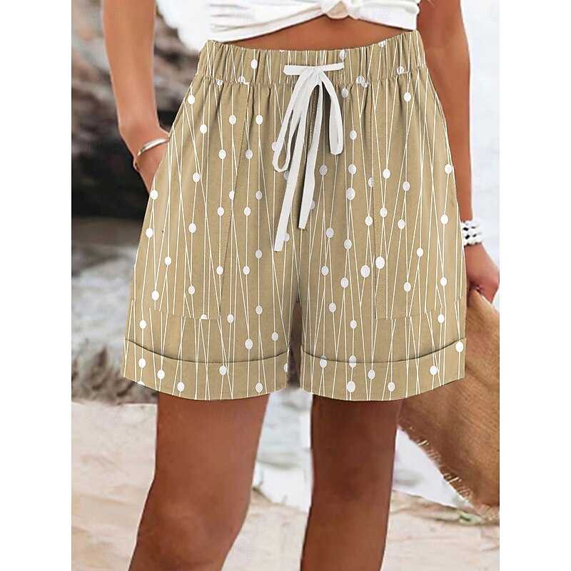 Women's Chinos Shorts Vacation Vintage Casual Short Mid Waist Graphic Striped Drawstring Elastic Waist Vacation Daily Amethyst Robin's Egg Blue Green Khaki Summer Spring Regular Fit3