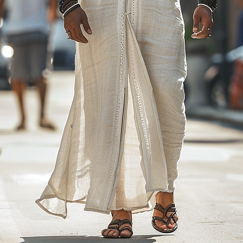 Men's Summer Shirt Casual Shirt Beach Shirt Cotton Shirt White Sleeveless Solid / Plain Color V Neck Vacation Hawaiian Clothing Apparel Fashion Casual Comfortable3