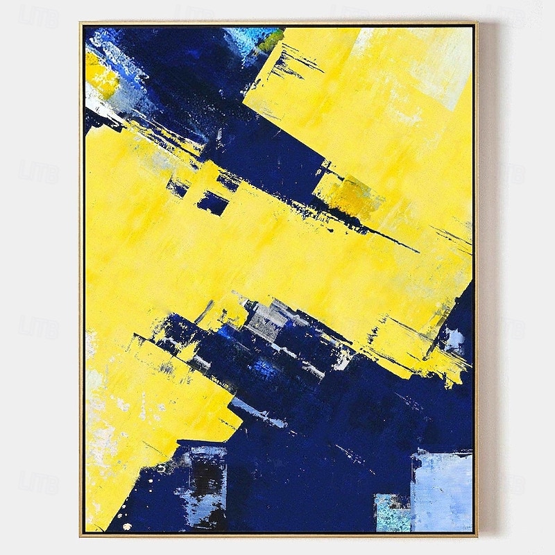 Yellow oil painting abstract oil painting Handmade abstract Golden Vortex Artisan-Textured Abstract Oil Painting Hand-painted  Impasto Collision Gallery-Ready Black Float Frame Canvas Paingting