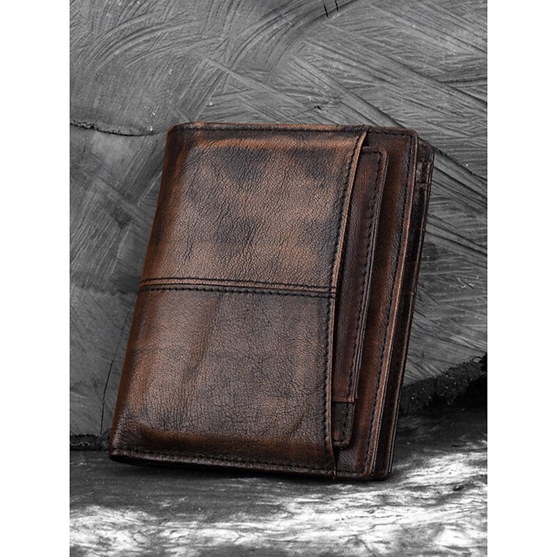 Men's RFID Blocking Bifold Wallet with Removable Card Holder – 100% Premium Cowhide Leather, Multi-Card Organizer, Classic Brown Style for Daily Use & Ideal Father's Day Gift