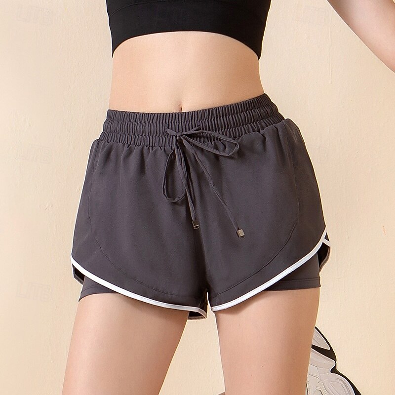 Women's Sports Shorts Tennis Shorts Drawstring 2 in 1 Contrast Binding Moisture Wicking Breathable Tennis Golf Pickleball Pink Purple Green Tennis Clothing