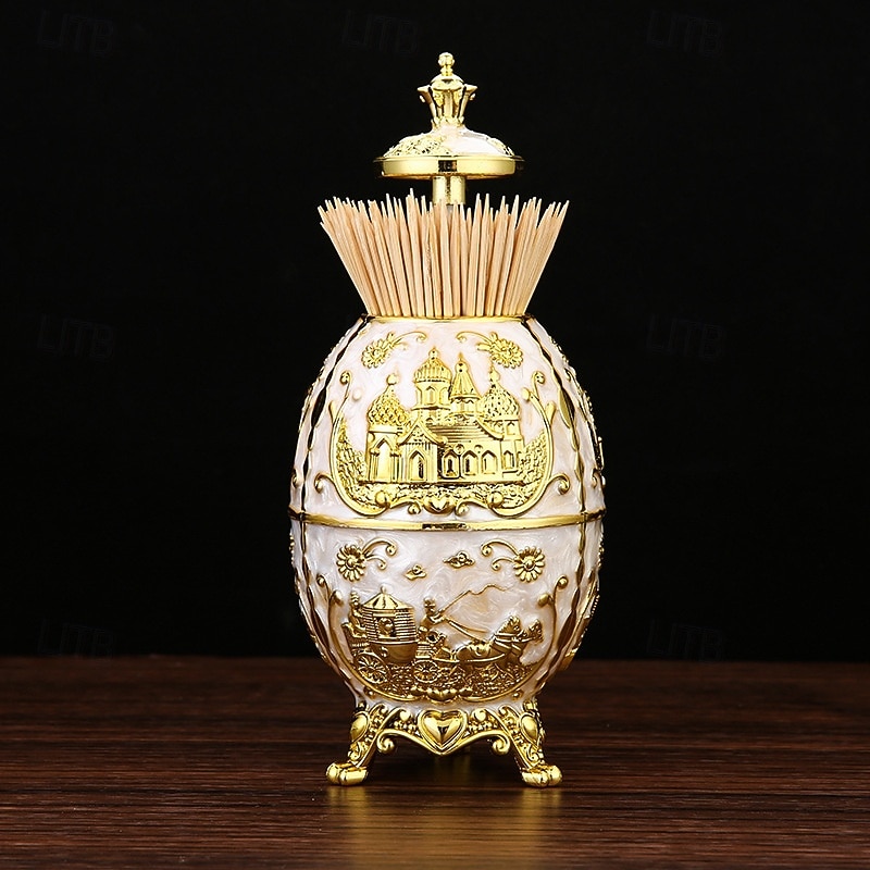 Vintage Toothpick Holder, European Style Press-to-Open Toothpick Dispenser, Decorative Automatic Toothpick Box for Home, Hotel, Restaurant Tabletop Decor3
