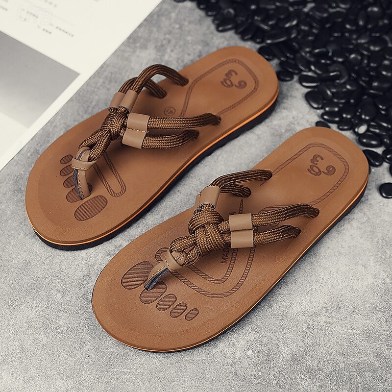 Men's Brown Rope-Style Flip-Flops with Cushioned Sole – Boho-Inspired Summer Sandals for Coastal Walks, Beaches and Casual Daily Use2