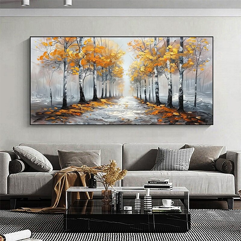 Handmade Original Forest Trail Oil Painting On Canvas Abstract Tree Scenery Wall Art for Home Decor With Stretched Frame Without Inner Frame Painting4