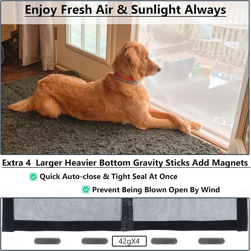 Magnetic Screen Door Portable, Fly Or Bug Screen Magnetic, Doorway Mosquito Net For Sliding Door,Garage,Patio,Kitchen,Living,Window Room,Bedroom,Bar,Pet and Kid Easy Entry2