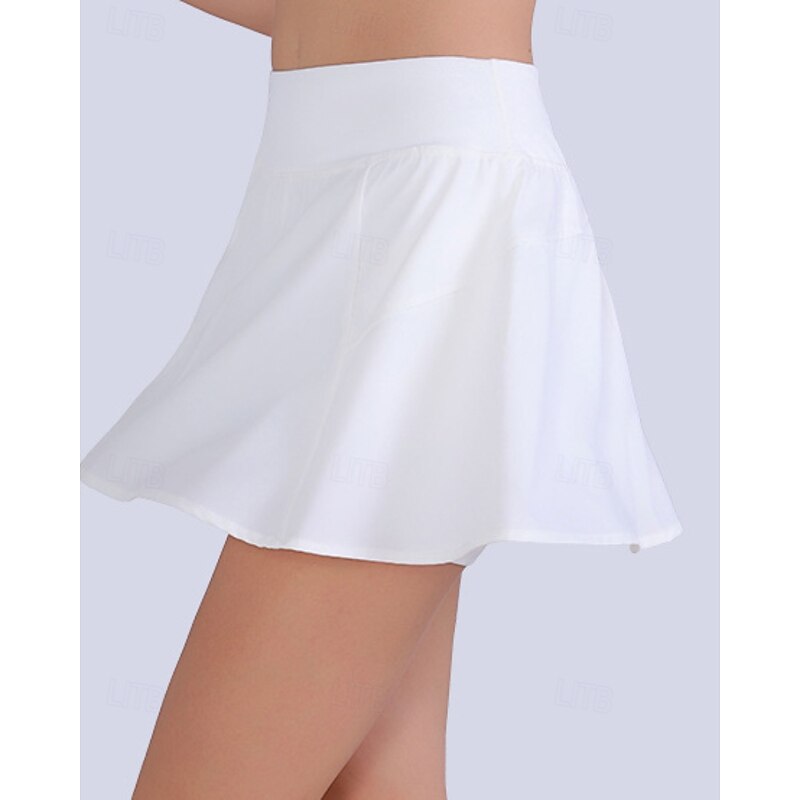 Women's Solid Colored Tennis Skirts with Shorts Pocket Quick Dry Breathable Tennis Golf Pickleball Black White Sky Blue Tennis Clothing3