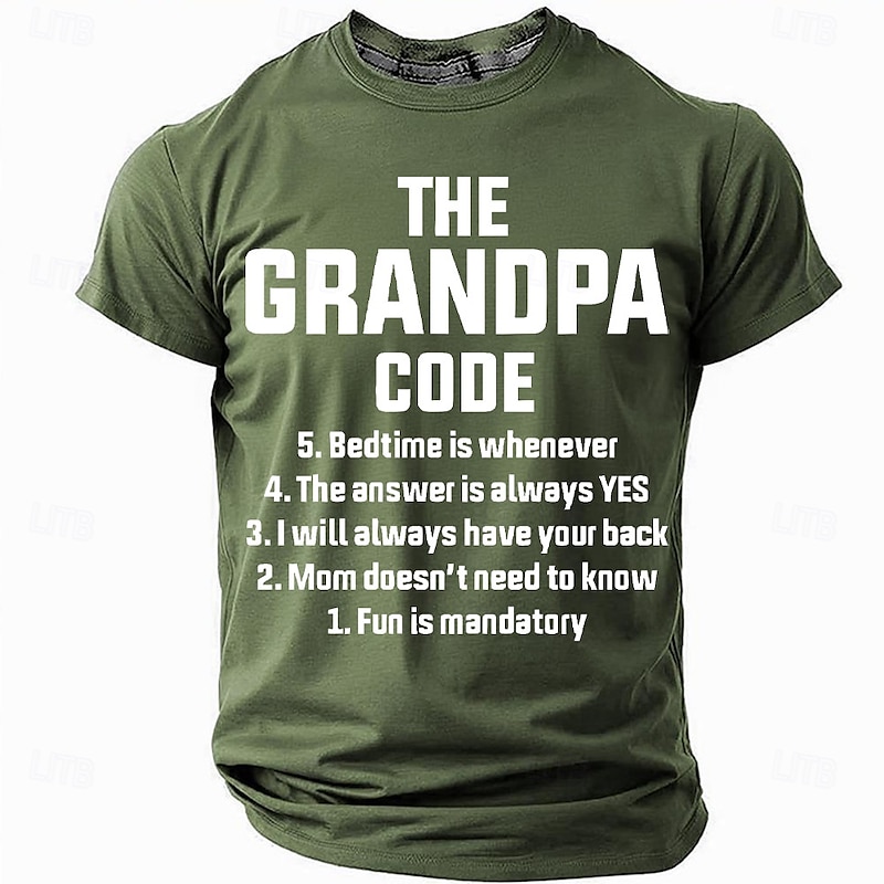Men's Funny Grandpa Code Short Sleeve Graphic T-Shirt | Grandfather Rules Gift Tee4