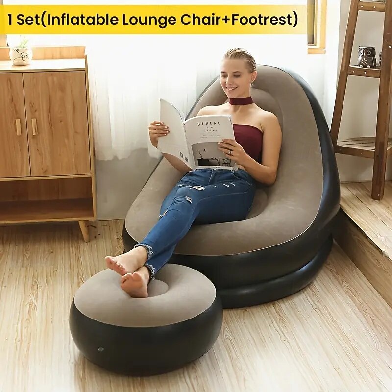 Portable Inflatable Sofa with Foot Pedals - Comfortable Foldable Outdoor Sofa for Camping with Restoration Kit3