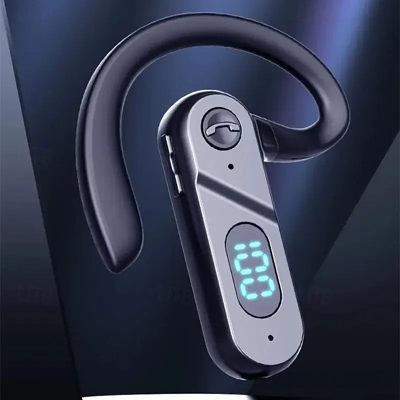V28 Bluetooth Ear Hook Headphones with LED Display – Wireless Sports Earbuds with Mic, Waterproof, USB Charging, Compatible with iOS Android