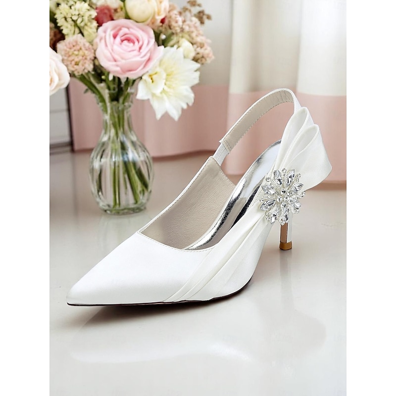 Women's Satin Slingback Peep-Toe Heels with Elegant Bow - Stylish Heels for Cocktail Parties and Evening Wear3