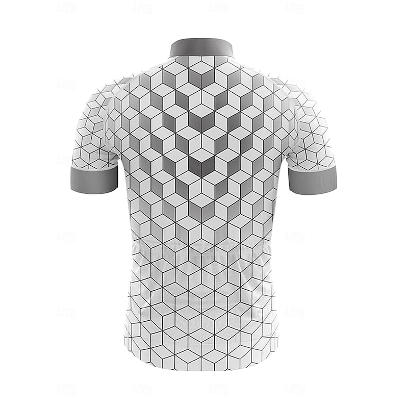 Men's Cycling Jersey Graphic Geometric Independence Day Short Sleeve Bike Tee Tshirt Jersey Top with 3 Rear Pockets UV Resistant Quick Dry Front Zipper Reflective Strips Sports Silver Clothing Apparel2