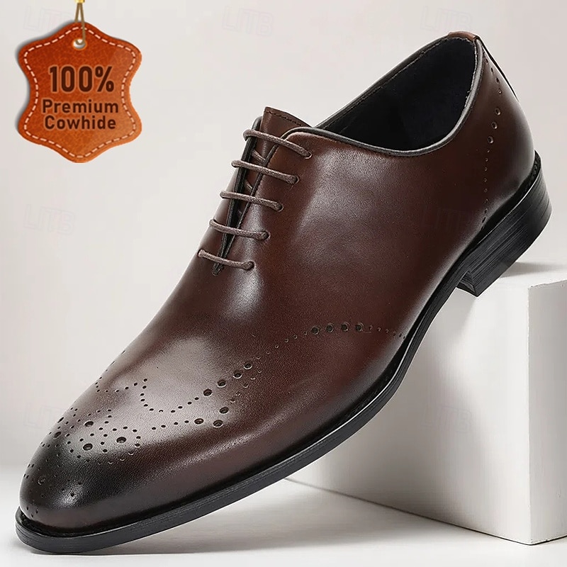 Men's Italian Full-Grain Leather Dress Shoes – Elegant and Durable Leather Shoes for Business, Weddings and Formal Events