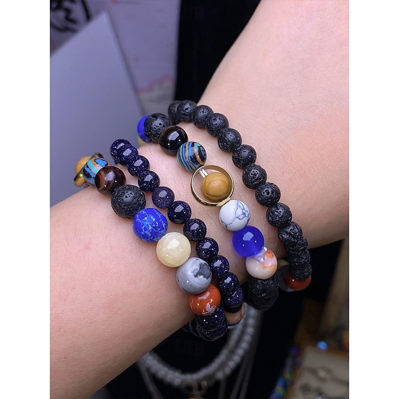 Men's Solar System Bracelet – Beaded Lava Stone and Gemstone Bracelet with Planets Design, Unique and Meaningful Fashion Accessory, Ideal Father's Day Gift for Science and Astronomy Enthusiasts3