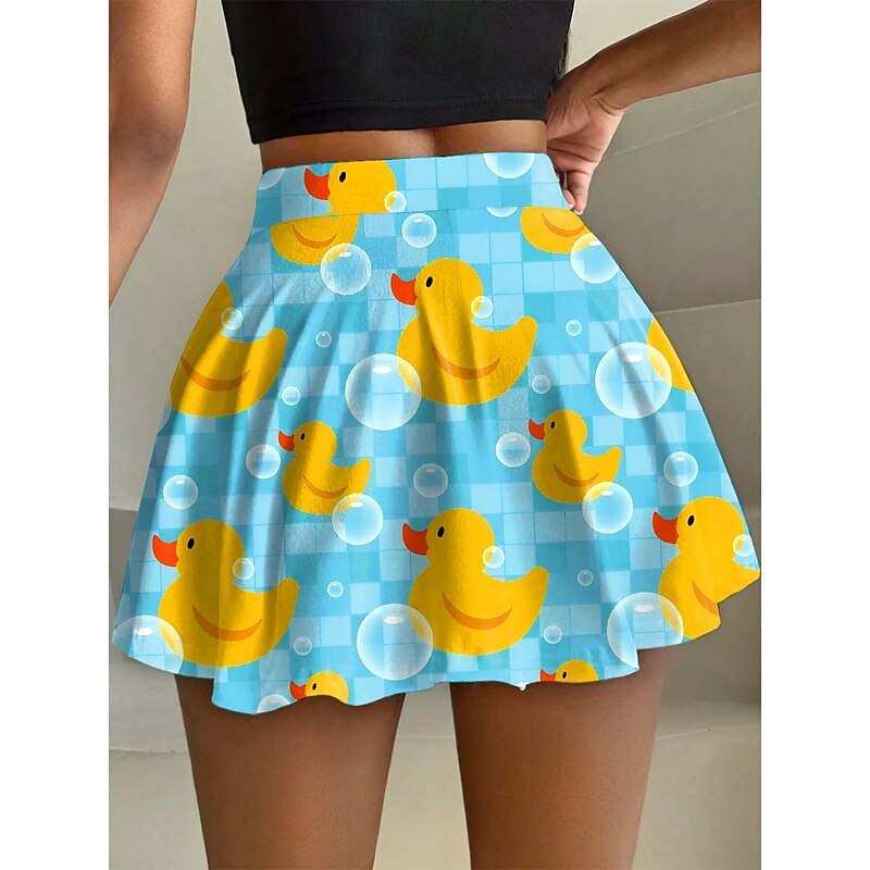 Women's Skirt Fashion Casual Mini High Waist Skirts Graphic Animal Stretchy Daily Yellow Royal Blue Sky Blue Summer 95%Polyester 5% Spandex2