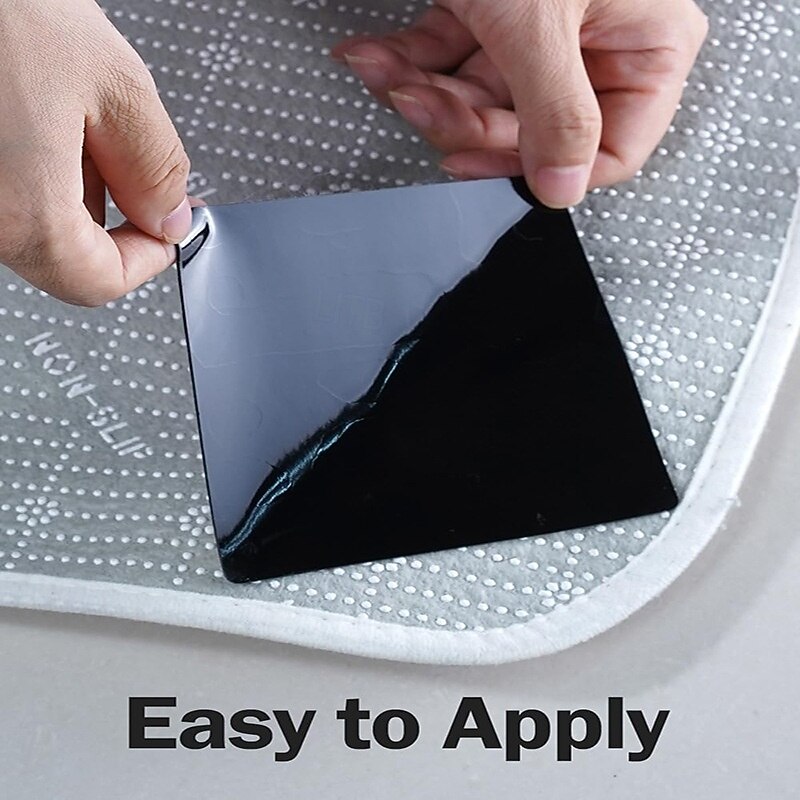 16 PCS Grippers of Rug Pad,PU Non-Slip Carpet Gripper for Hardwood Floors and Tile, Reusable and Washable Area Carpet Tape, Double-Sided Adhesive Pads, Keeps Corners Flat2