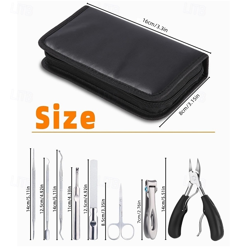 9pcs/set Toenail Clippers Set for Seniors with Thick Nails, Heavy Duty Ingrown Toenail Tools Kit, Large Nail Nippers with Long Handle, Stainless Steel Pedicure Kit for Home Use4