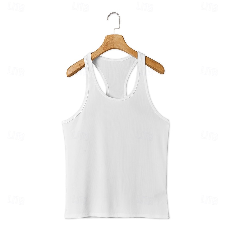 Men's Tank Top Undershirt Muscle Shirt Wife beater Shirt Sleeveless U Neck Crewneck Summer Solid Color Plain Pit Strip Fashion Designer Sporty Ribbed Plain Outdoor Casual Sports Black White Royal Blue3