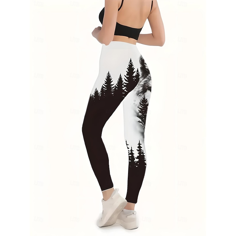 Women's Leggings Vacation Vintage Fashion Ankle-Length High Waist Graphic Animal Dog Printing Soft Breathable Micro-elastic Outdoor Vacation Street Black Spring Slim Fit2