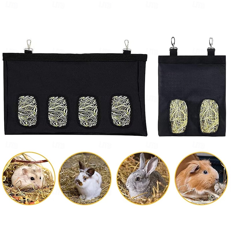 Rabbit Hay Feeder Bag,Hay Holder with Adjustable Shoulder Strap,Hay Bag Hanging Feeder for Rabbit Guinea Pig,Small Animals Hay Feeder Bag with Oxford Cloth Fabric4