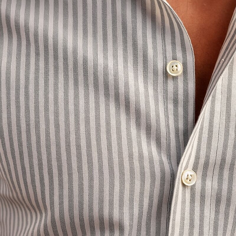 Men's Beach Shirt Light Grey Short Sleeve Stripes Lapel Vacation Clothing Apparel Fashion Casual Comfortable3