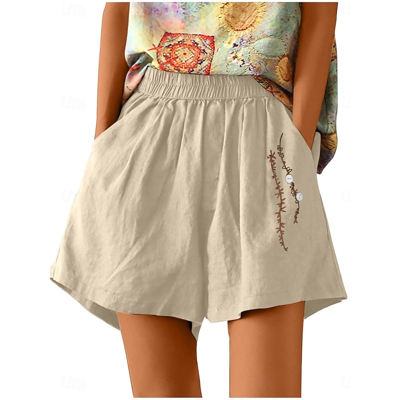 Women's Shorts Solid Color Chinos Fashion Basic Short Medium Waist Plain Pocket Elastic Waist Comfort Outdoor Micro-elastic Vacation Street Causal Army Green Black White Blue Summer Regular Fit