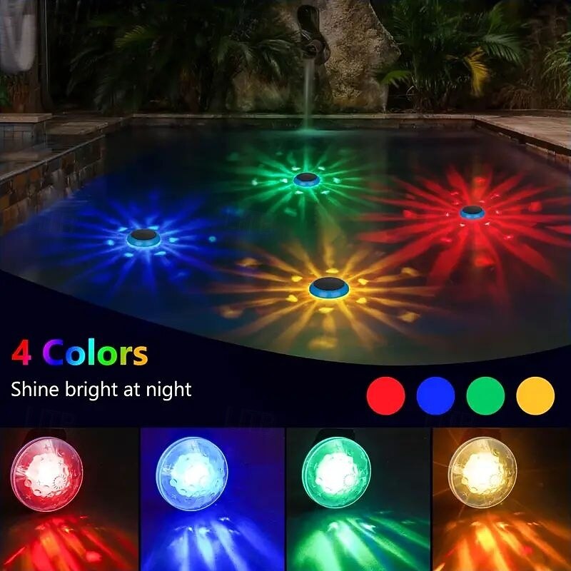 1/2 Pcs Underwater Lights Solar Swimming Pool Light LED Floating Light IP67 Waterproof for Reservoir Disco Pool Swimming Pool Spa Garden Decoration3