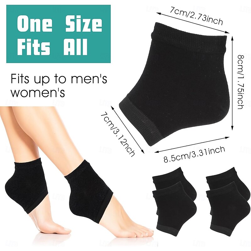 3 Pairs Moisturizing Heel Socks Ventilate Gel Heel Open Toe Socks Soft Silicone Socks for Dry Hard Cracked Skin Breathable Reusable SPA Foot Protector Day Night Care Skin Black2
