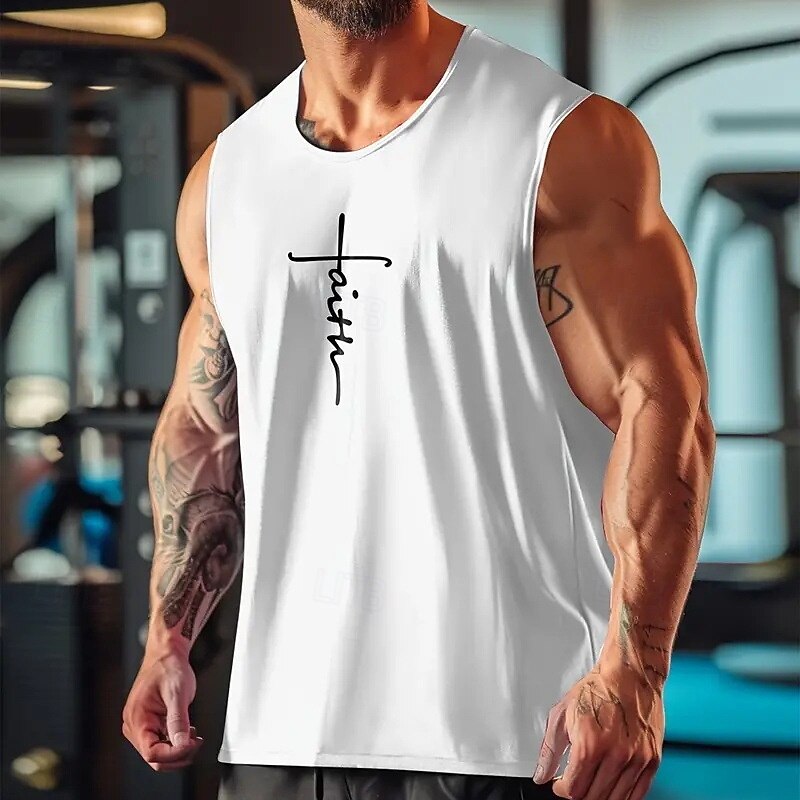 Men's Tank Top Vest Top Undershirt Sleeveless Shirt Sleeveless Crew Neck Summer Letter Fashion Designer Basic Classic Vacation Street Going out Black White Yellow Top Tee for Men