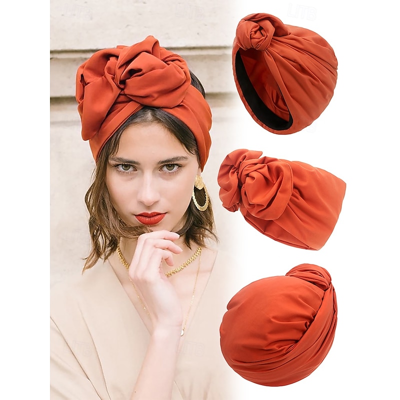 Women's fashion knotted bun hat headband, soft fabric, Suitable for casual and outdoor wear, bohemian style, Adjustable for all hair types, Perfect for summer and travel.