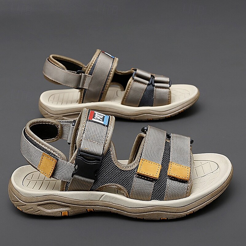 Men's Tan Multi-Strap Sport Sandals with Adjustable Velcro Straps – Rugged Outdoor Sandals for Hiking, Camping or Everyday Casual Use3