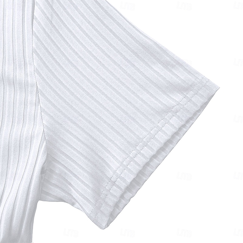 Men's T Shirt Muscle Shirt Ribbed Knit tee Tee Top Short Sleeves Crew Neck Summer All Seasons Plain Pit Strip Fashion Designer Basic Plain Vacation Street Casual White Black Gray Top Tee for Men4