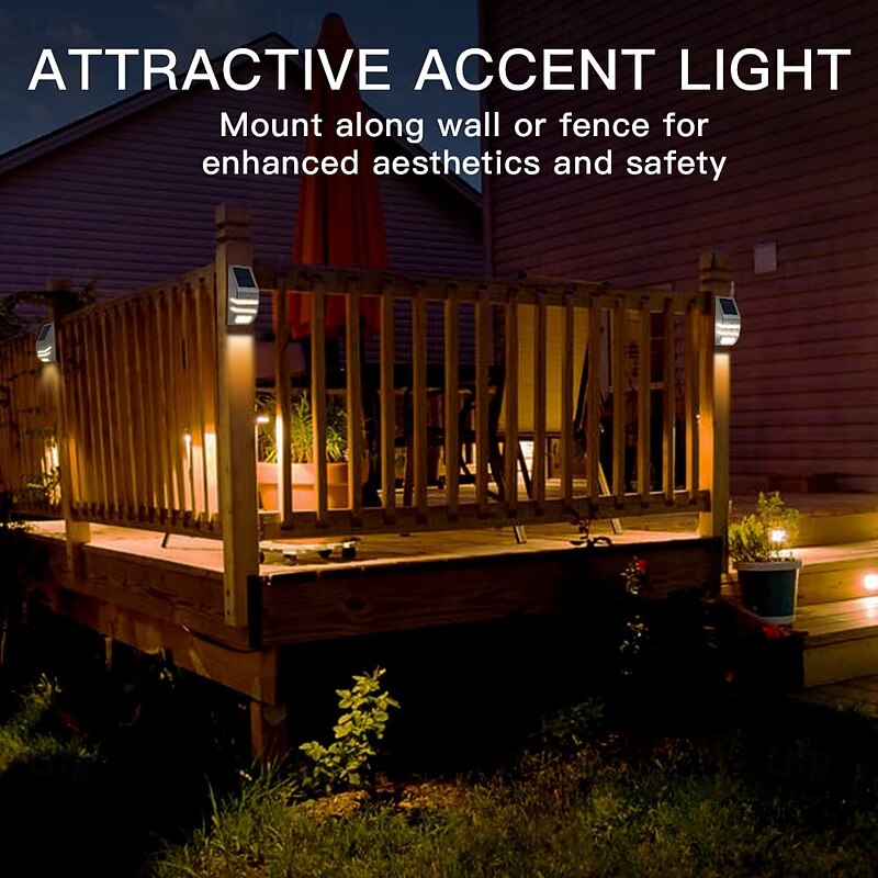 1 Pc Outdoor Wall Lights Waterproof Solar Stainless Steel Wall Light Intelligent Human Sensing Staircase Balcony Fence Lighting4