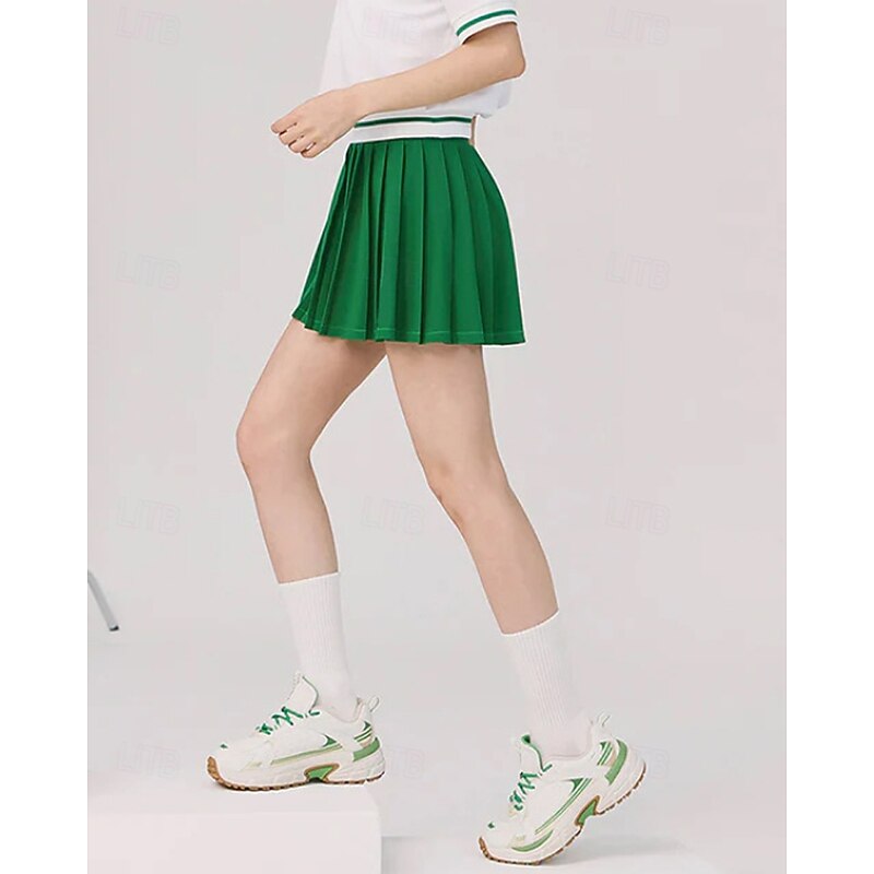Women's Solid Colored Tennis Skirts Pleated Breathable Tennis Golf Pickleball Black White Yellow Tennis Clothing3