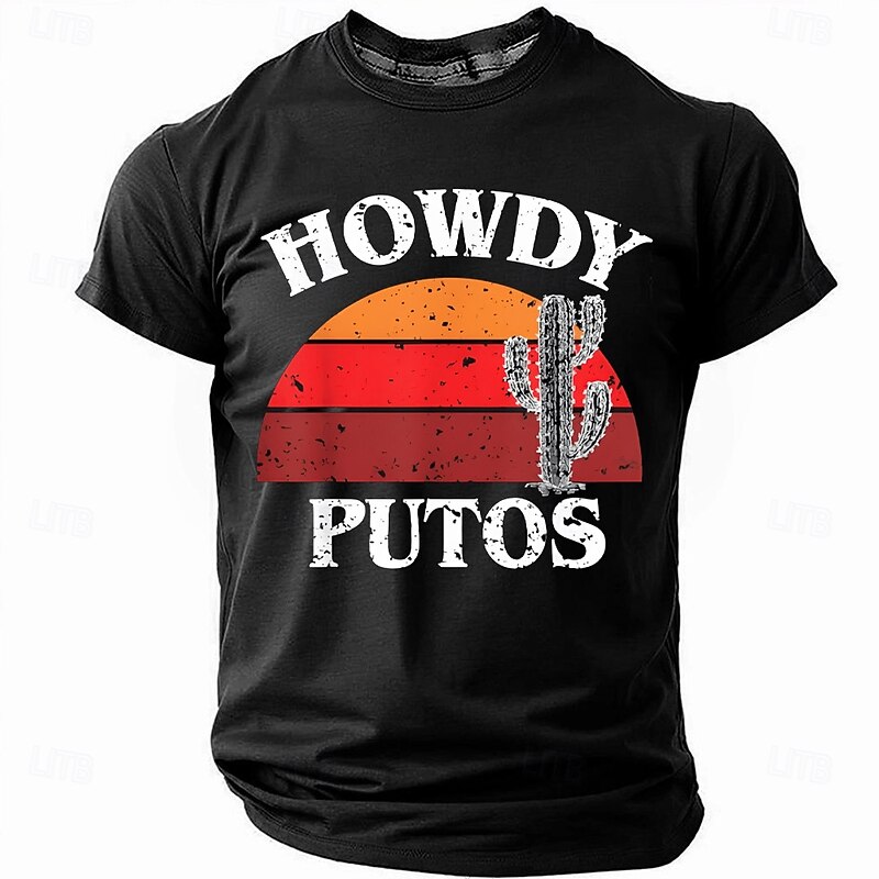 Men's Howdy Putos Graphic T-Shirt | Edgy Western Short Sleeve Tee
