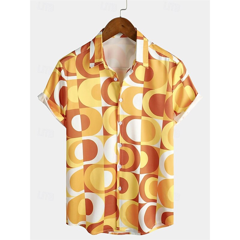 Retro Vintage 1970s Shirt Hawaiian Shirts Disco Geometic Psychedelic Fancy Dress Men's Halloween Carnival Music Festival Pride Parade Pride Month Adults' Shirt3